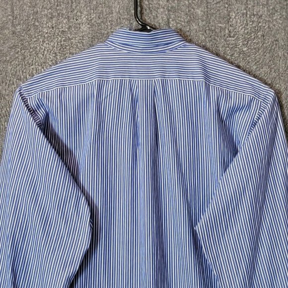 Chaps Ralph Lauren Shirt Mens XL 17 - 17 1/2 Blue Stripe Long Sleeve Button Down - Picture 8 of 12